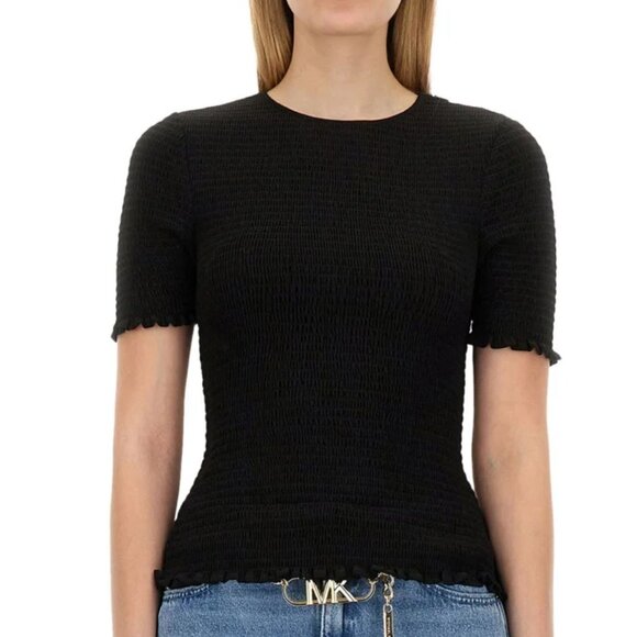 NWT MICHAEL Michael Kors  Smocked Georgette Top - Picture 1 of 6